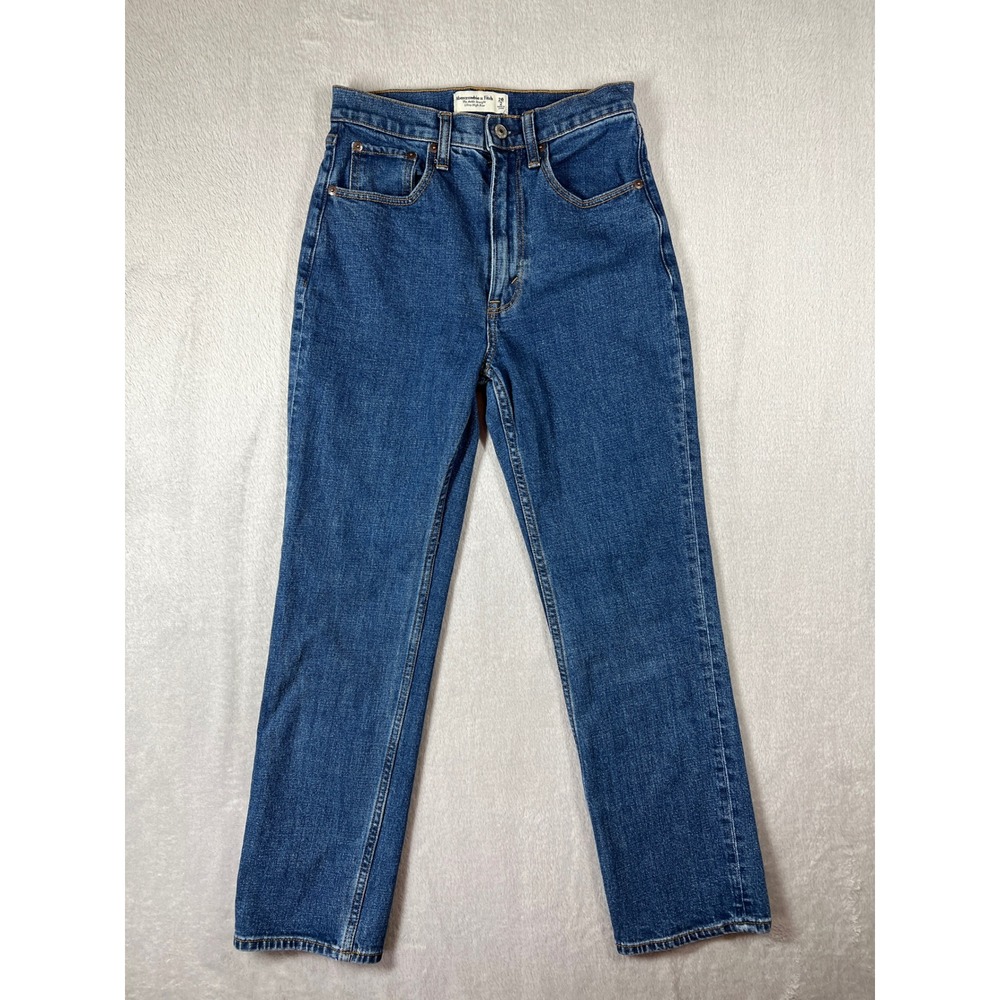 Abercrombie & Fitch Women's Straight Leg Jeans - Dark Blue Denim